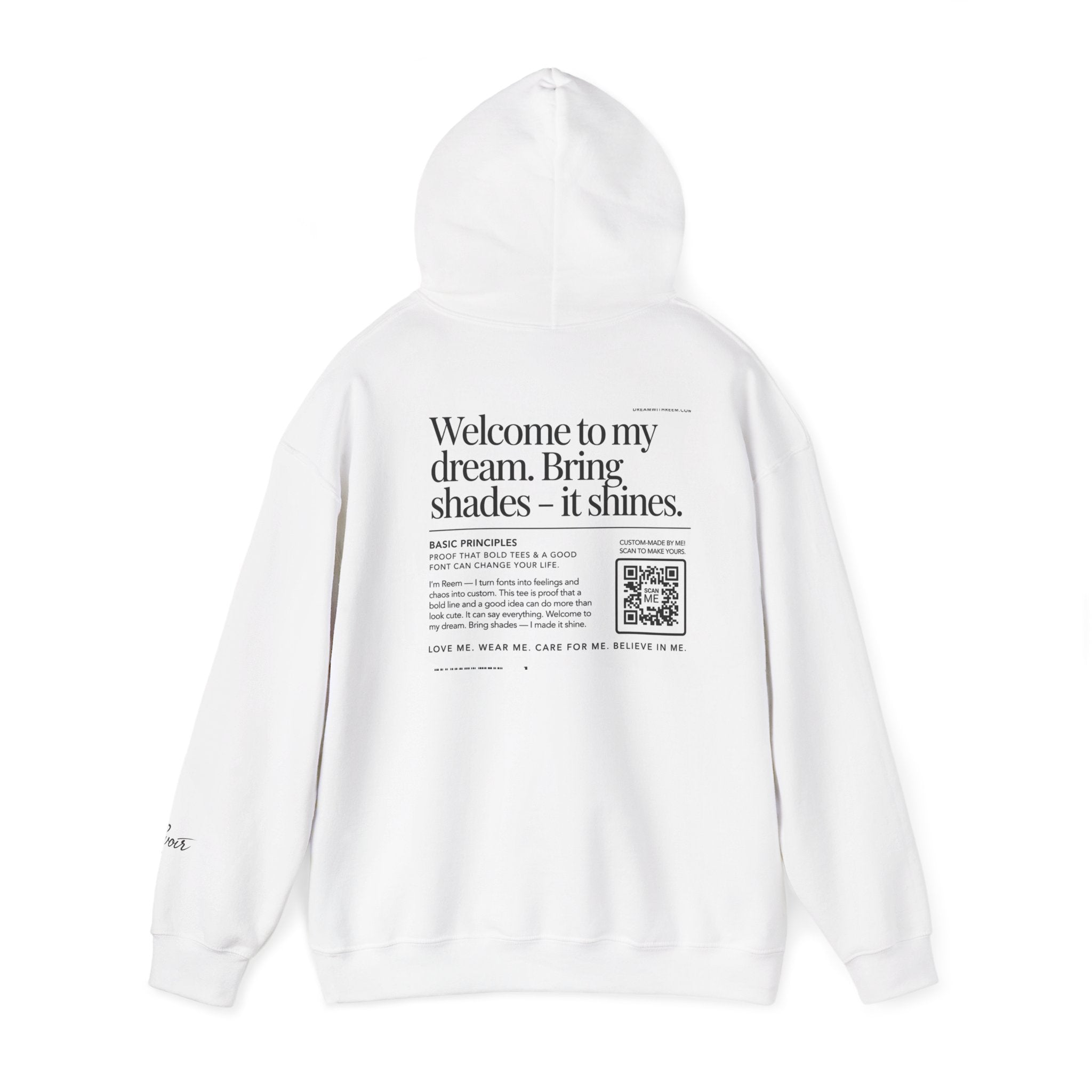 Hoodie — Minimal White Label Back-Print Hooded Sweatshirt