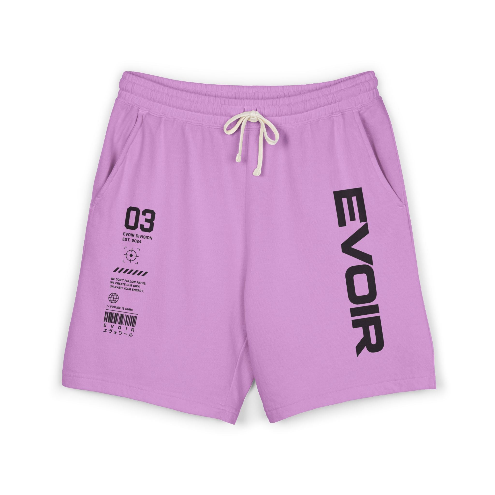 Evoir Graphic Sweat Shorts — Minimal Tech Logo Fleece Lounge Shorts