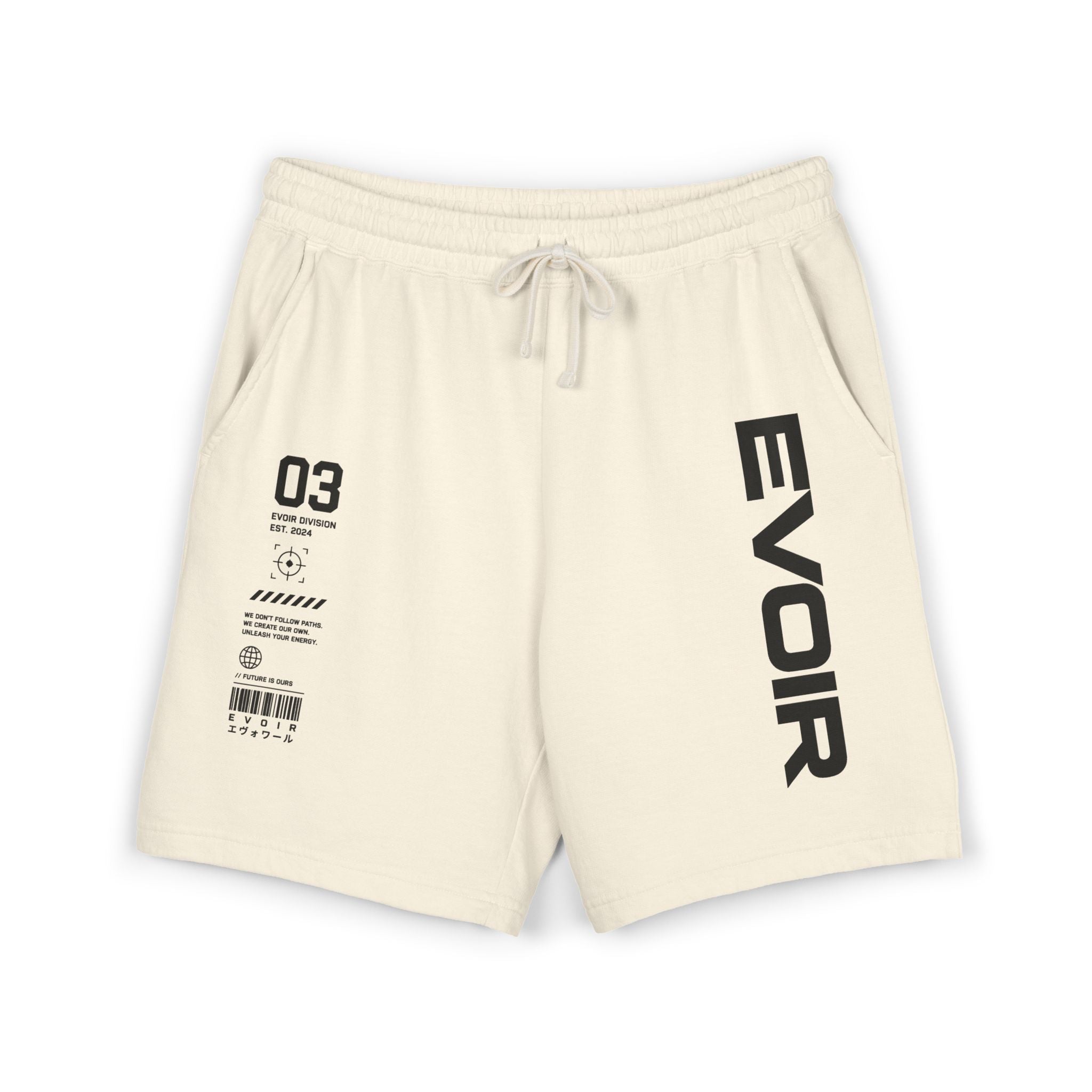 Evoir Graphic Sweat Shorts — Minimal Tech Logo Fleece Lounge Shorts