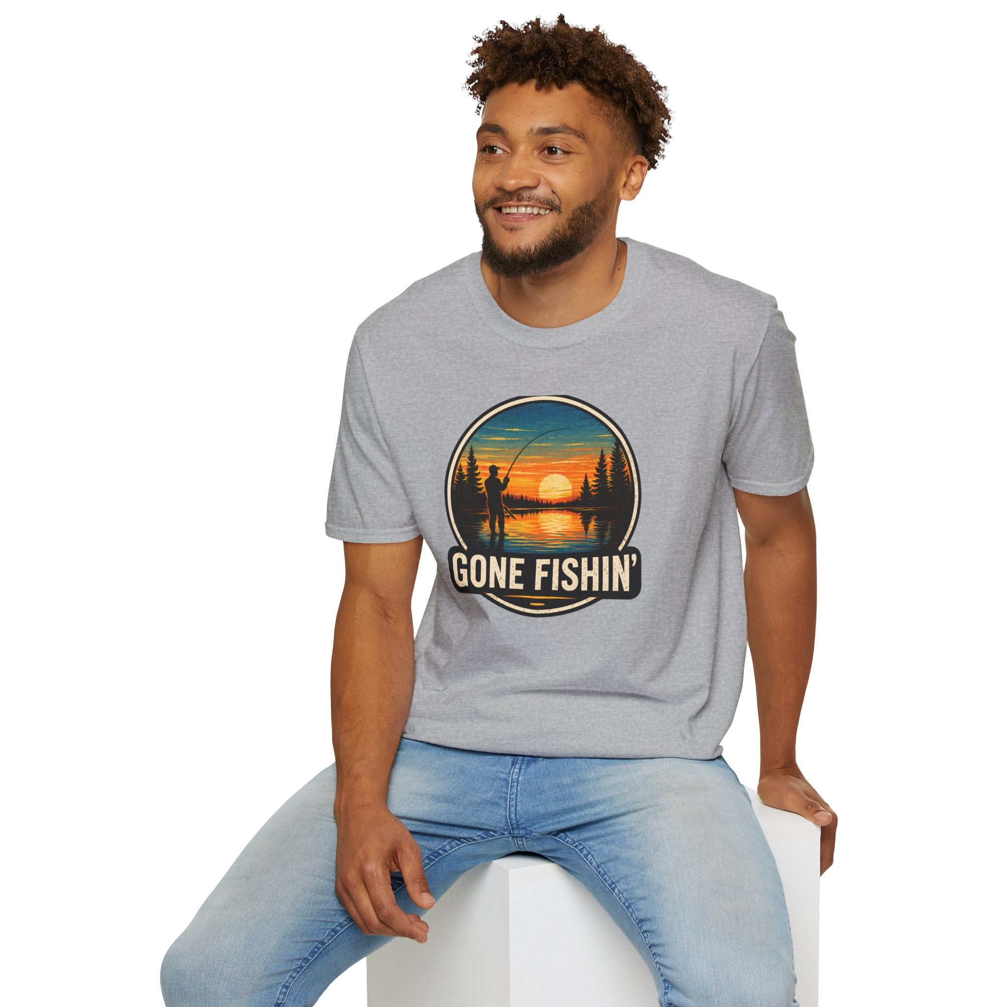 Gone Fishin' Sunset T-Shirt – Vintage Fishing Graphic Tee