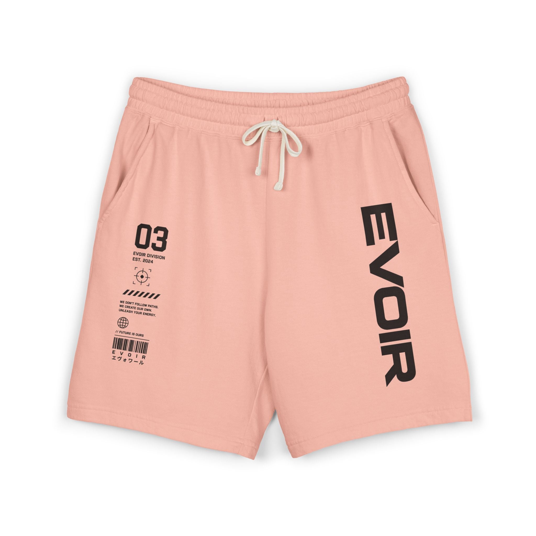 Evoir Graphic Sweat Shorts — Minimal Tech Logo Fleece Lounge Shorts