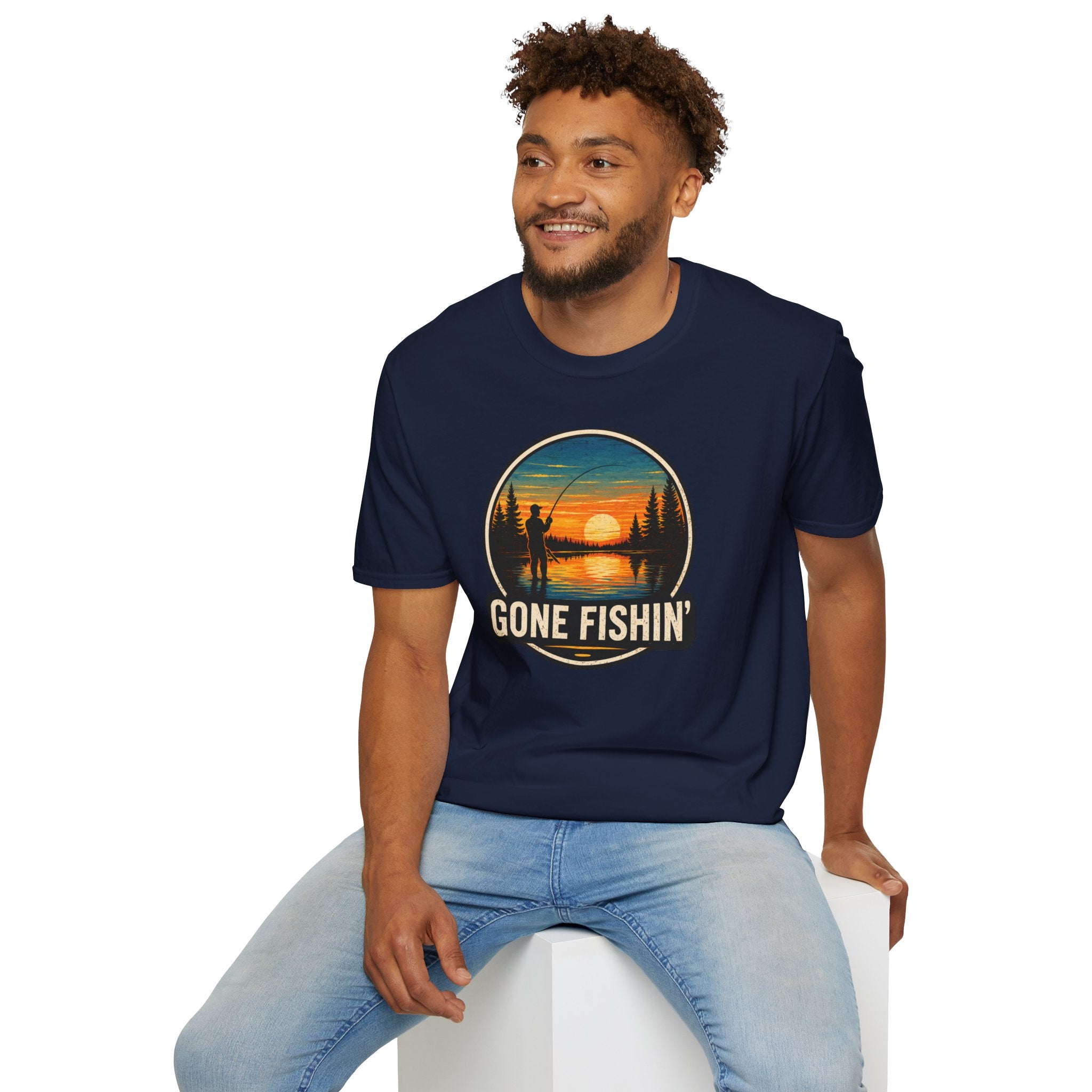 Gone Fishin' Sunset T-Shirt – Vintage Fishing Graphic Tee