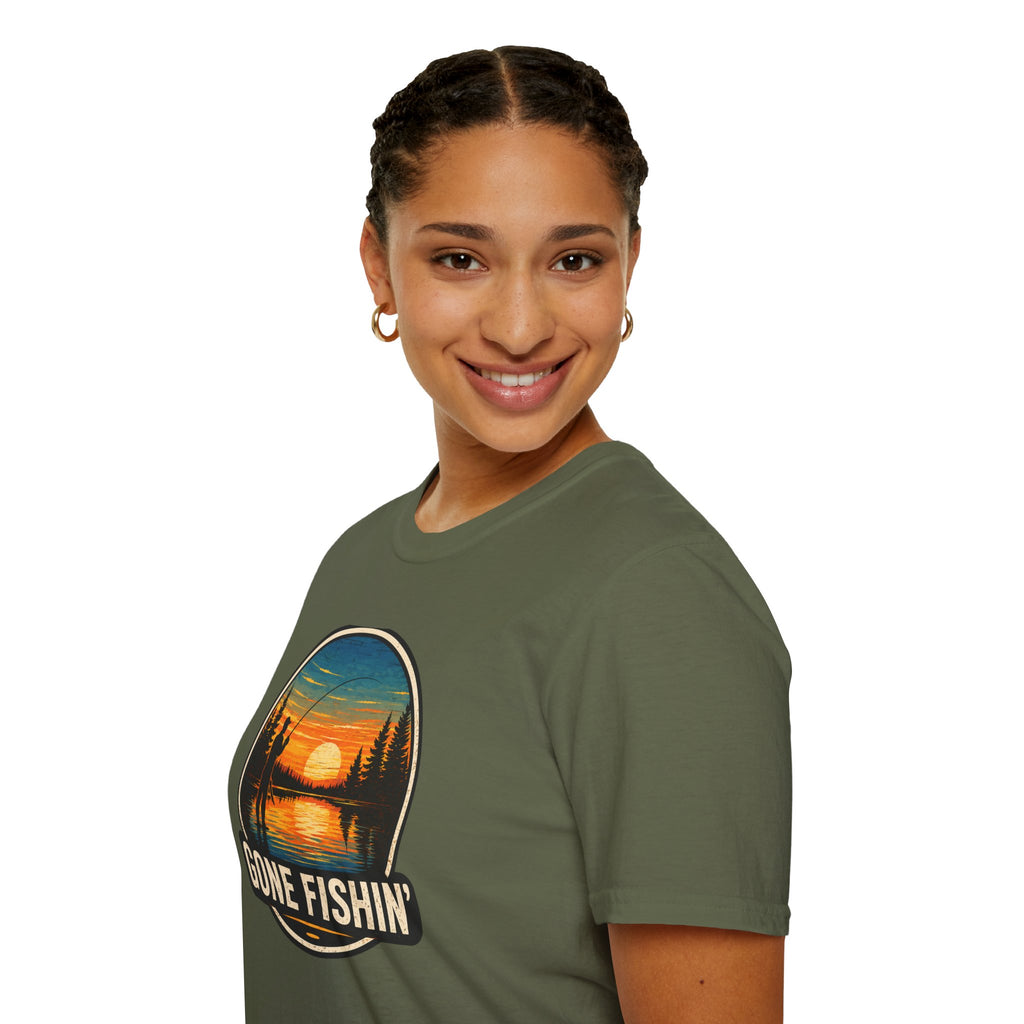 Gone Fishin' Sunset T-Shirt – Vintage Fishing Graphic Tee