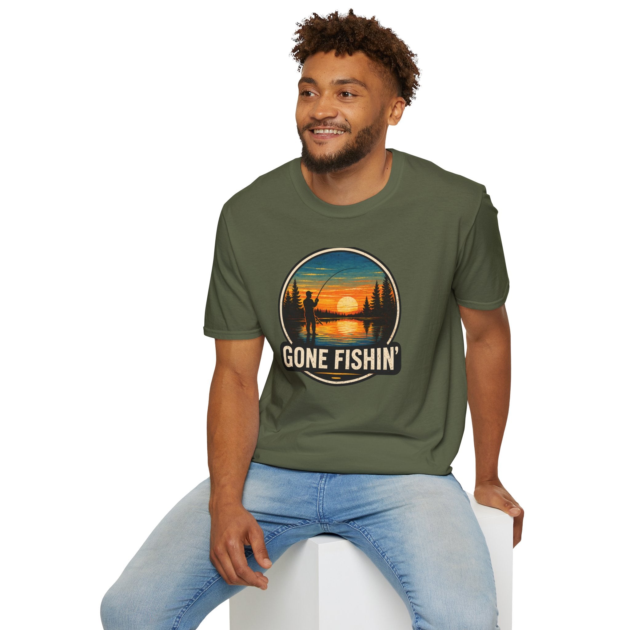 Gone Fishin' Sunset T-Shirt – Vintage Fishing Graphic Tee