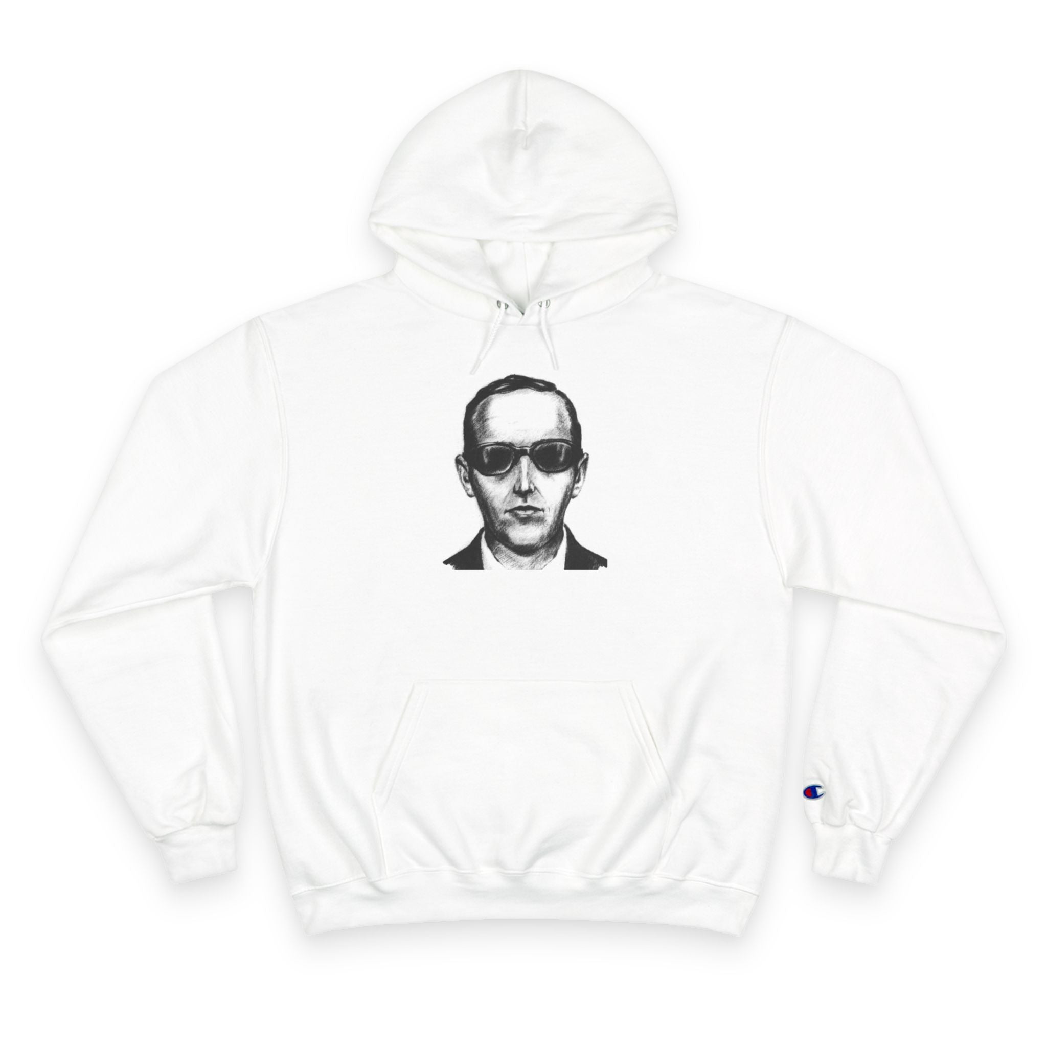 Minimalist Portrait Hoodie — Monochrome Sunglasses Face Graphic
