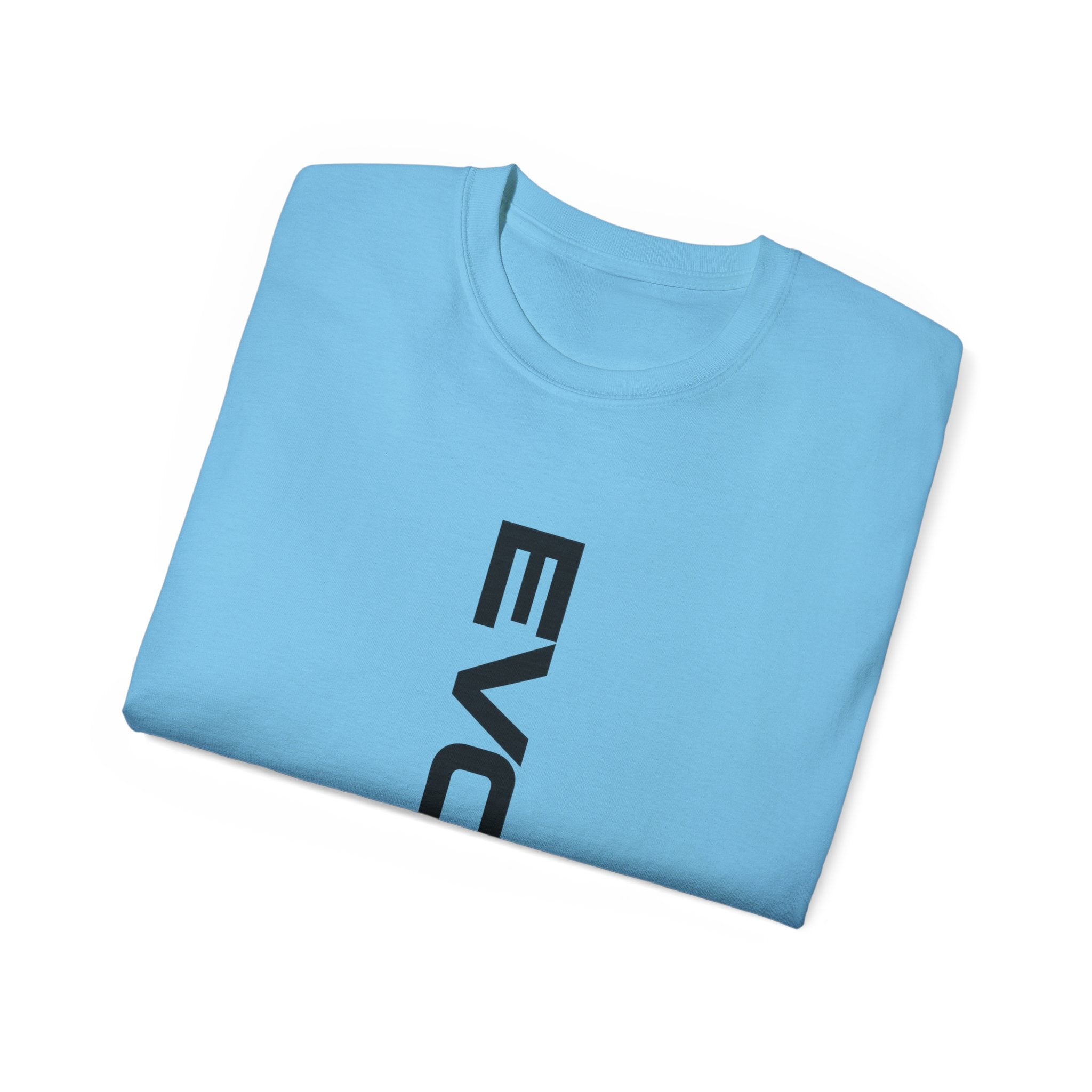 Vertical 'EVOIR' Logo Tee — Minimalist Graphic Cotton T-Shirt