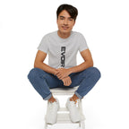 Vertical 'EVOIR' Logo Tee — Minimalist Graphic Cotton T-Shirt