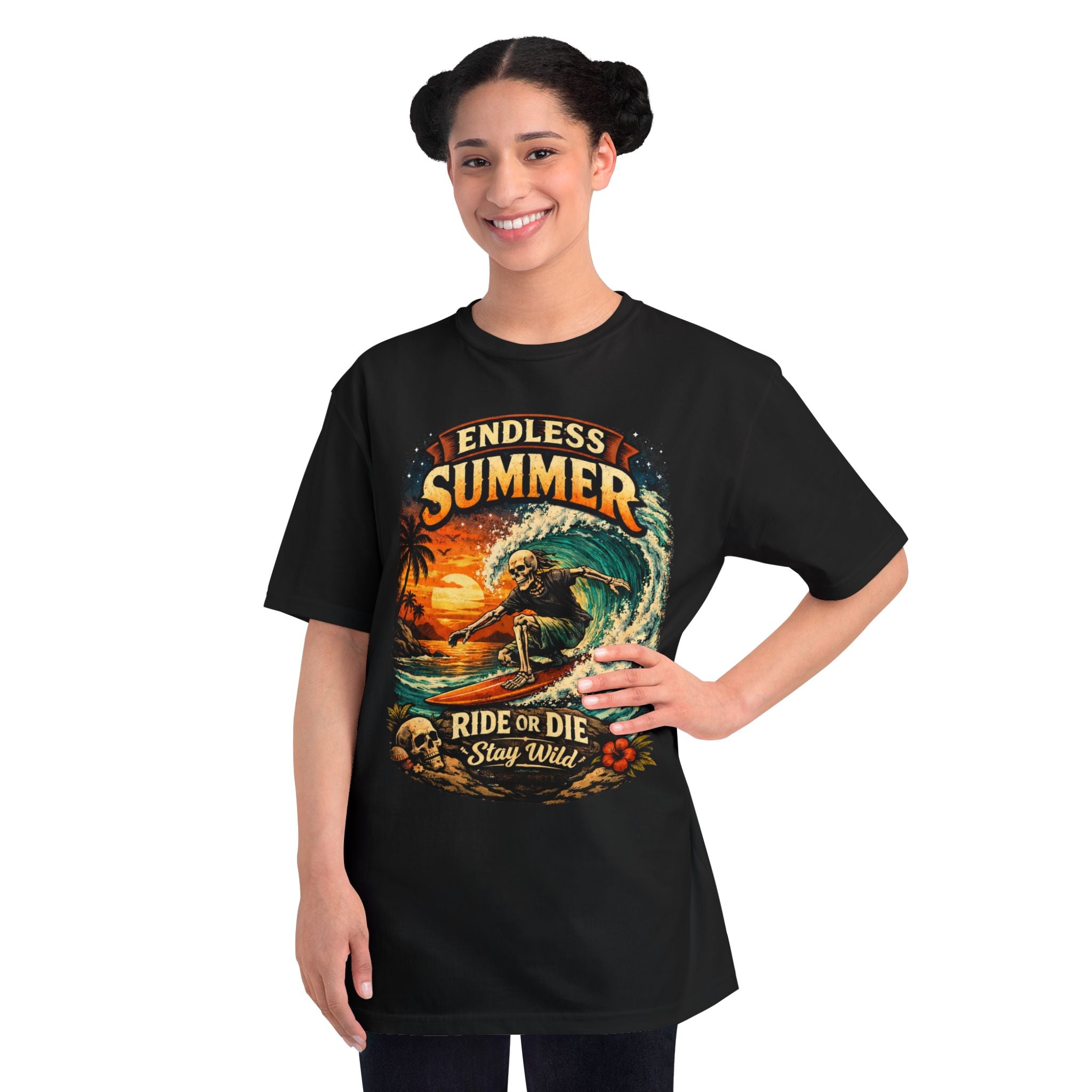 Endless Summer Surf T-Shirt — "Ride or Die Stay Wild" Retro Beach Tee