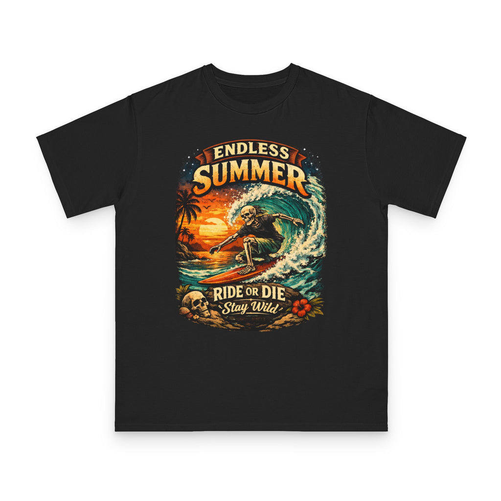 Endless Summer Surf T-Shirt — "Ride or Die Stay Wild" Retro Beach Tee