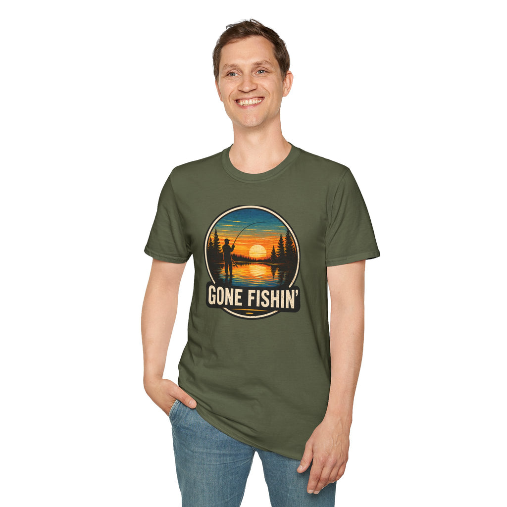 Gone Fishin' Sunset T-Shirt – Vintage Fishing Graphic Tee
