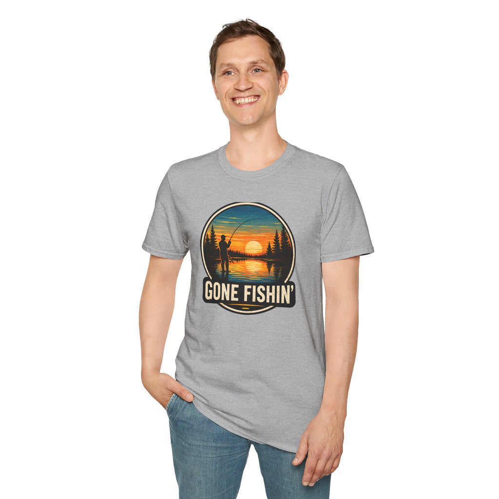 Gone Fishin' Sunset T-Shirt – Vintage Fishing Graphic Tee