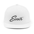 Evoir Script Snapback Hat — Minimalist Embroidered Streetwear Cap