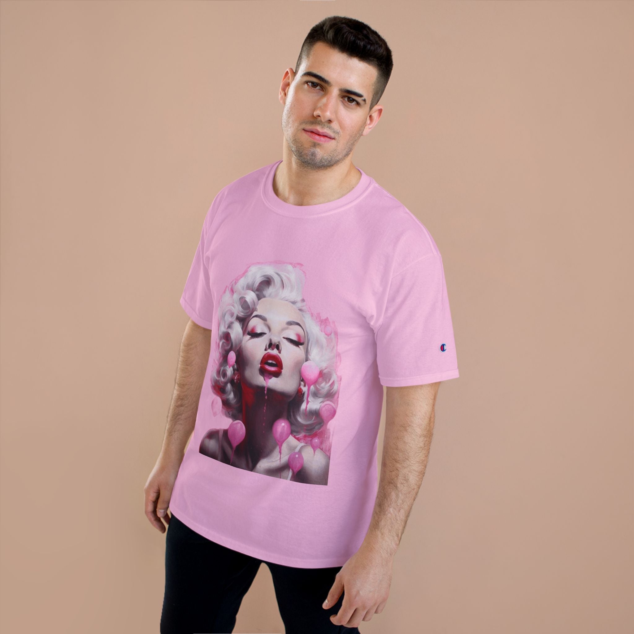 Retro Glam Marilyn Graphic T-Shirt — Pink Pinup Art Tee
