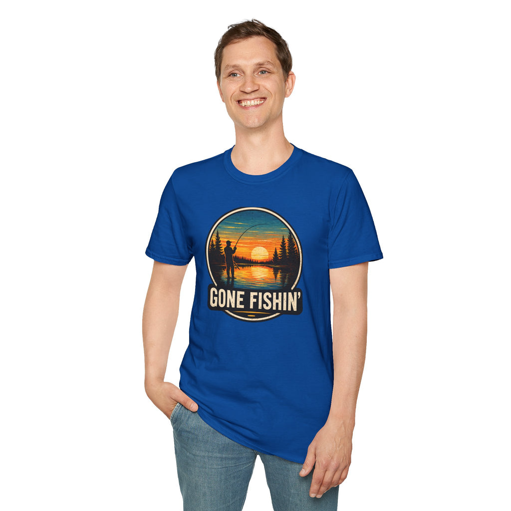 Gone Fishin' Sunset T-Shirt – Vintage Fishing Graphic Tee