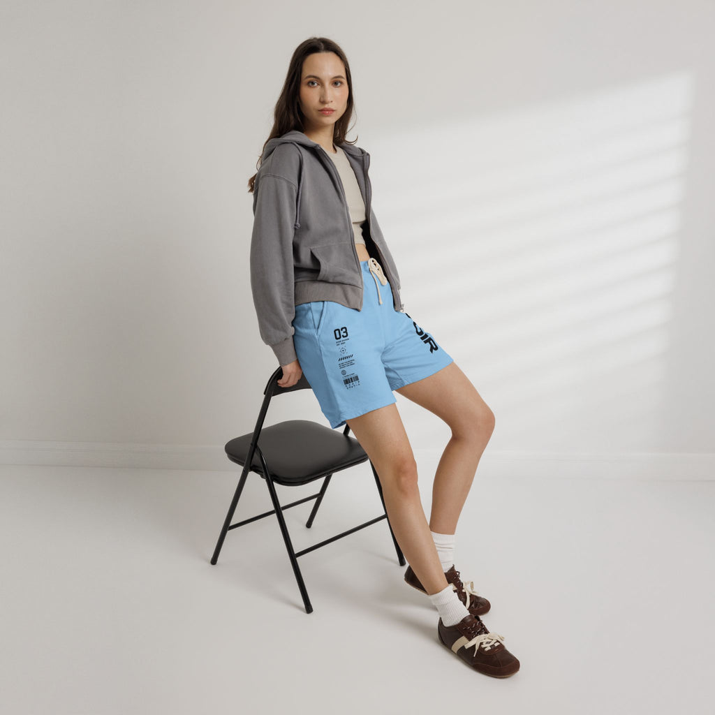 Evoir Graphic Sweat Shorts — Minimal Tech Logo Fleece Lounge Shorts