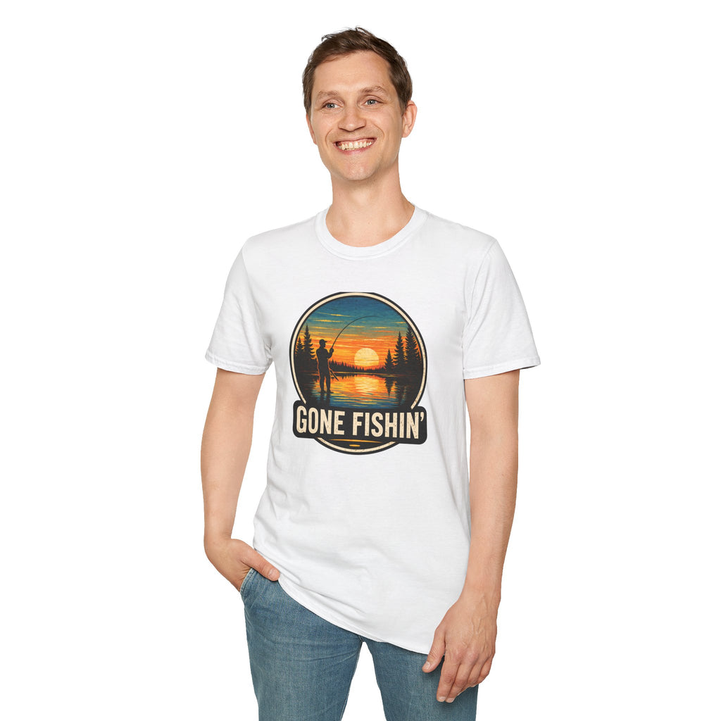Gone Fishin' Sunset T-Shirt – Vintage Fishing Graphic Tee