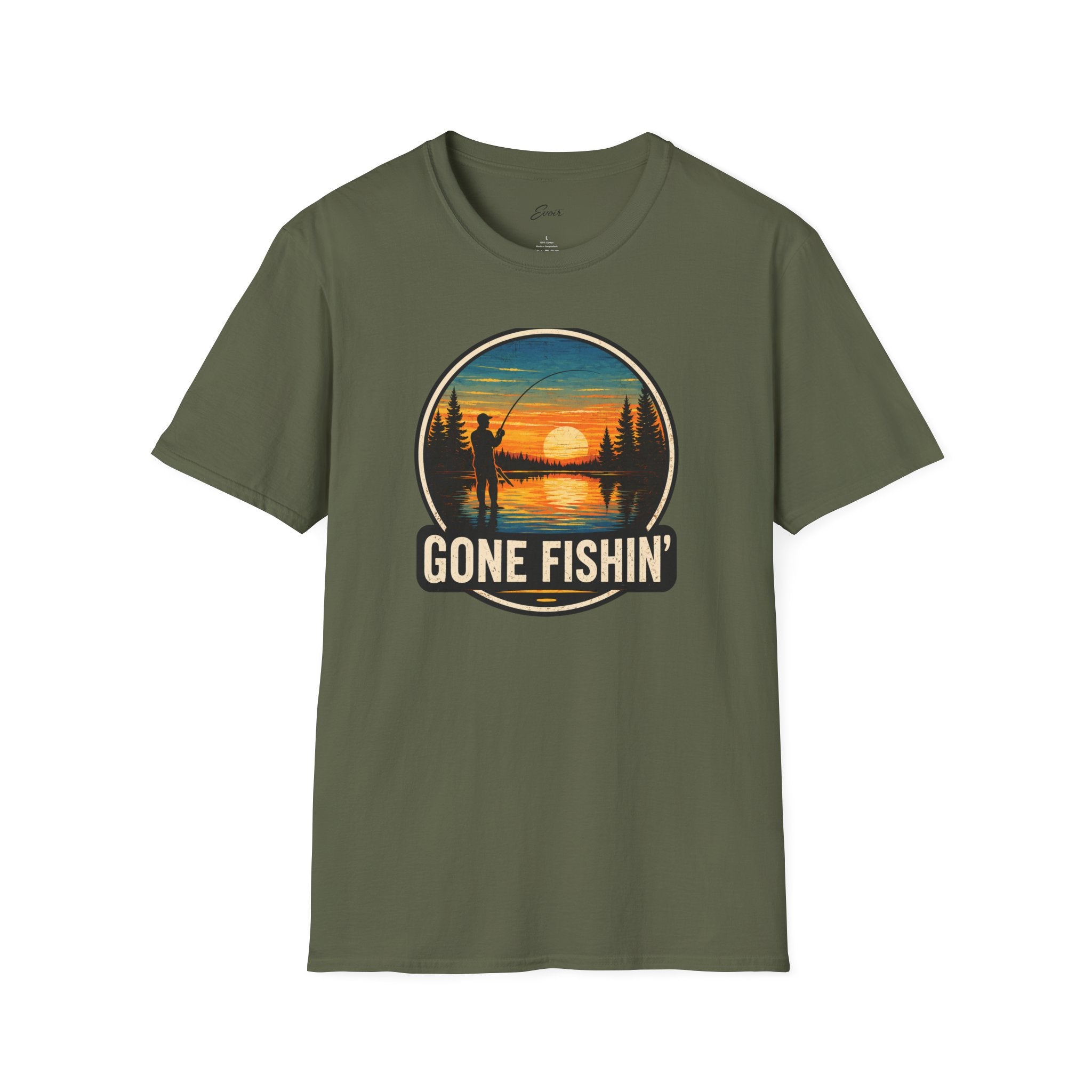Gone Fishin' Sunset T-Shirt – Vintage Fishing Graphic Tee