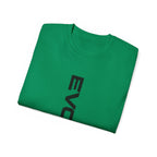Vertical 'EVOIR' Logo Tee — Minimalist Graphic Cotton T-Shirt