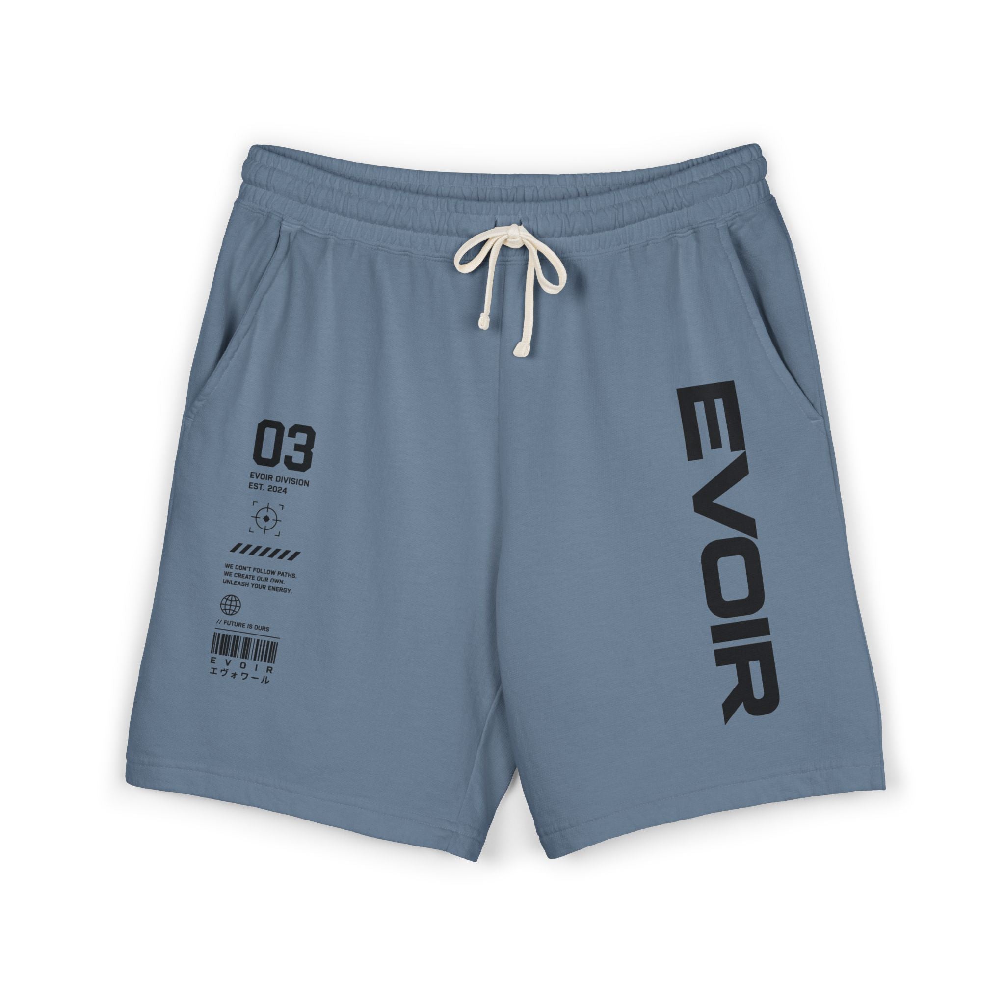 Evoir Graphic Sweat Shorts — Minimal Tech Logo Fleece Lounge Shorts