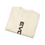 Vertical 'EVOIR' Logo Tee — Minimalist Graphic Cotton T-Shirt
