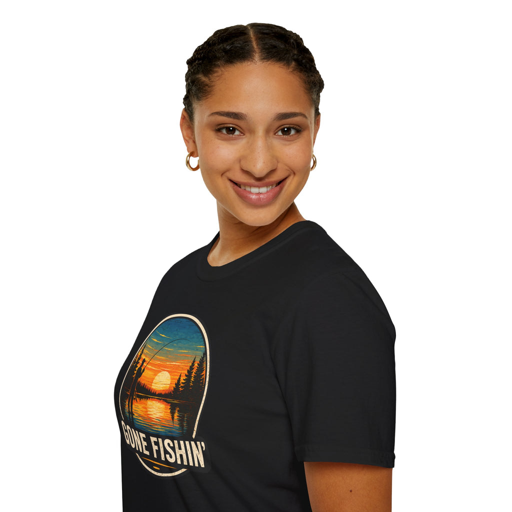 Gone Fishin' Sunset T-Shirt – Vintage Fishing Graphic Tee