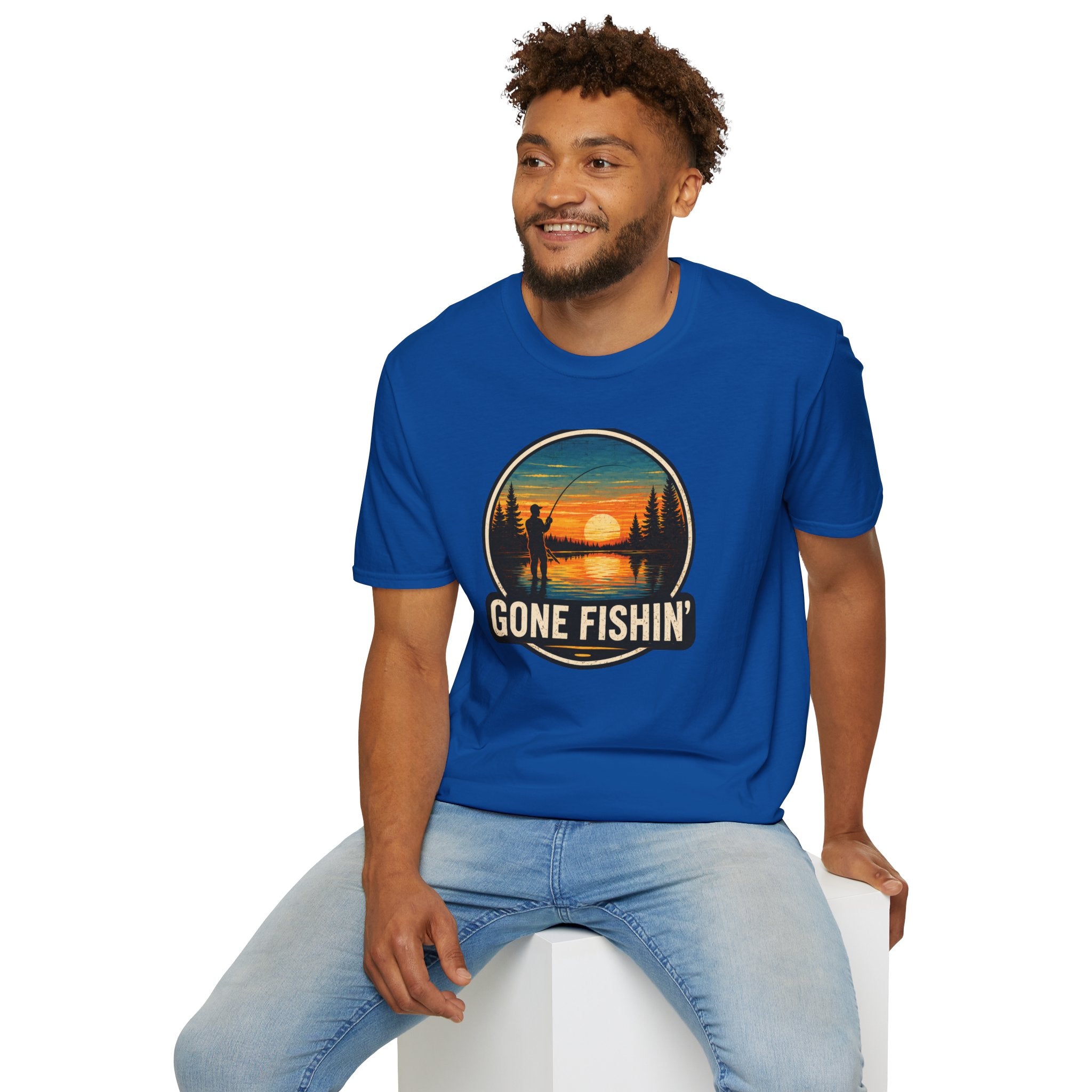 Gone Fishin' Sunset T-Shirt – Vintage Fishing Graphic Tee
