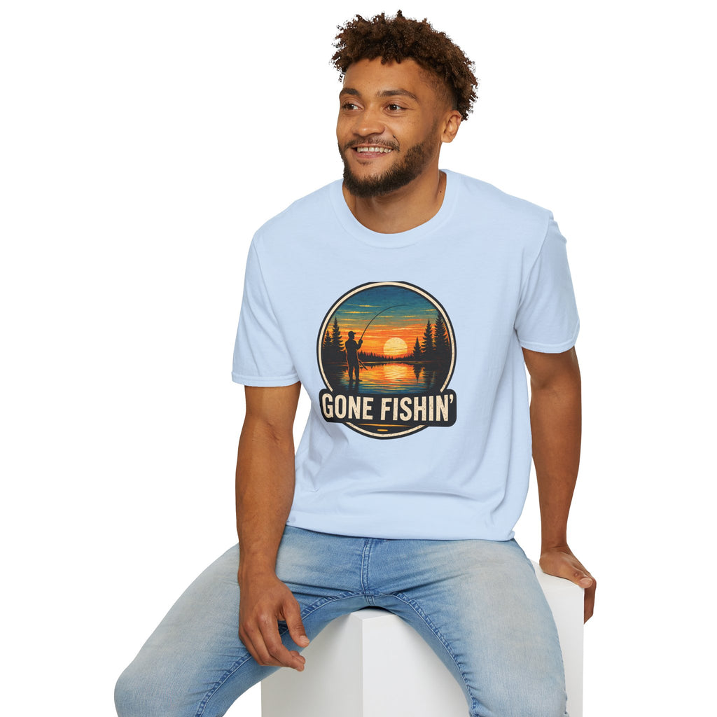 Gone Fishin' Sunset T-Shirt – Vintage Fishing Graphic Tee