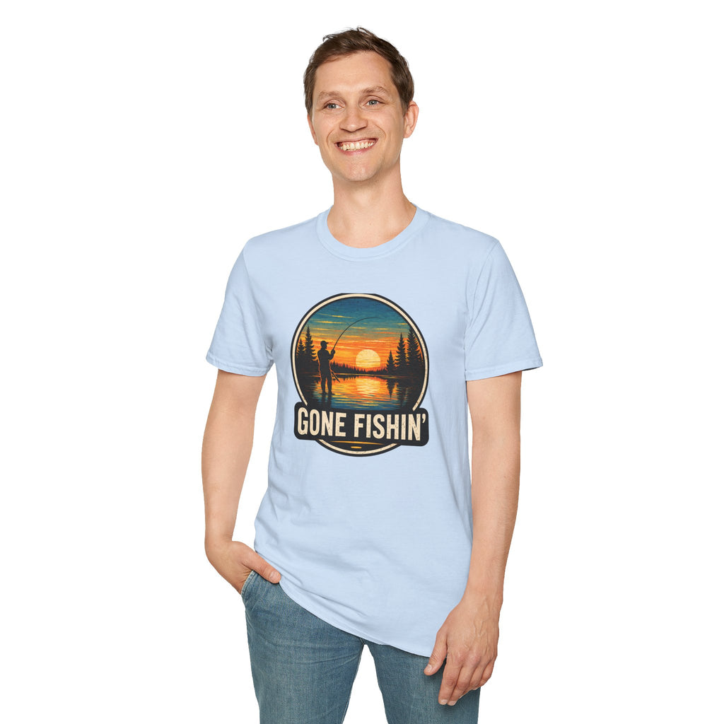 Gone Fishin' Sunset T-Shirt – Vintage Fishing Graphic Tee
