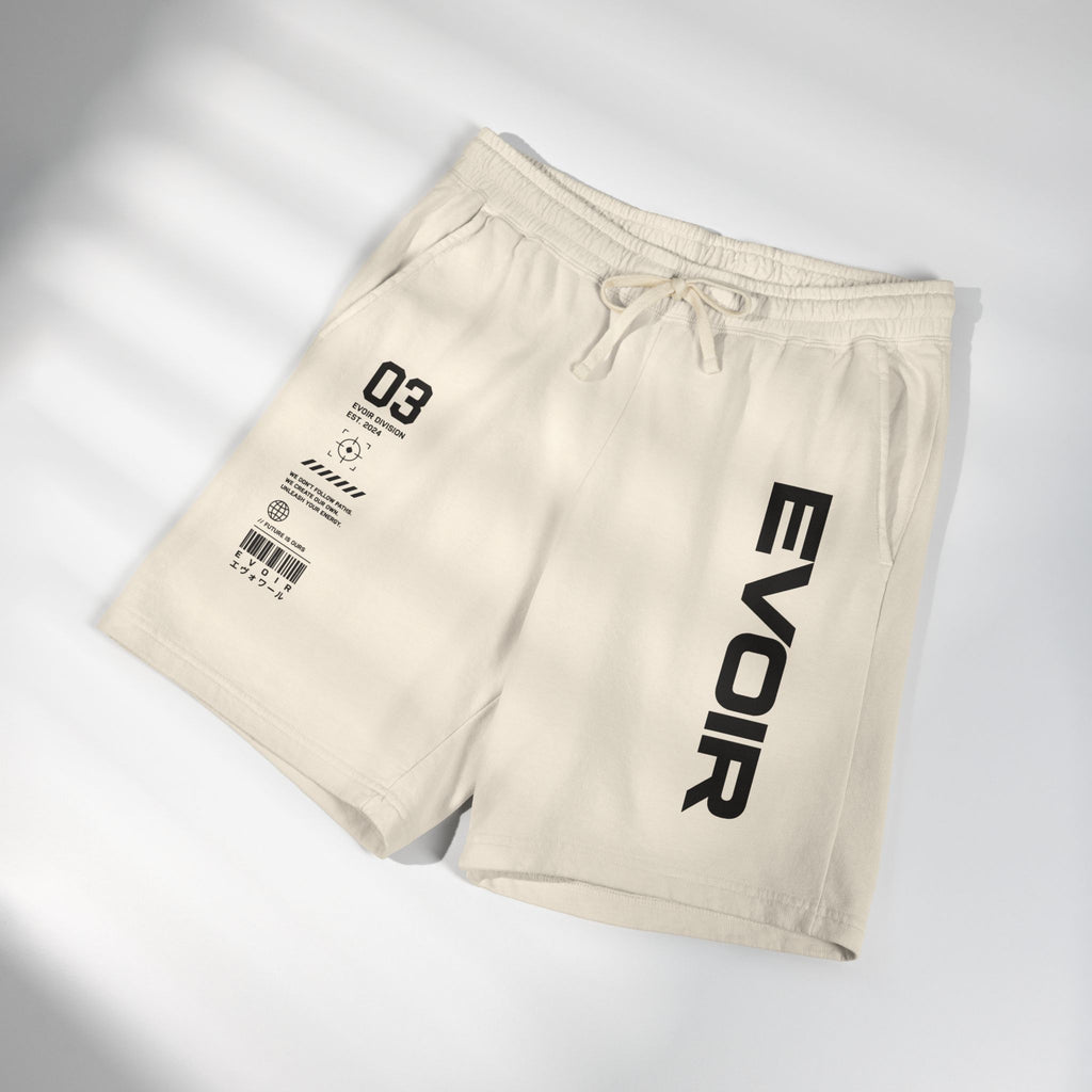 Evoir Graphic Sweat Shorts — Minimal Tech Logo Fleece Lounge Shorts
